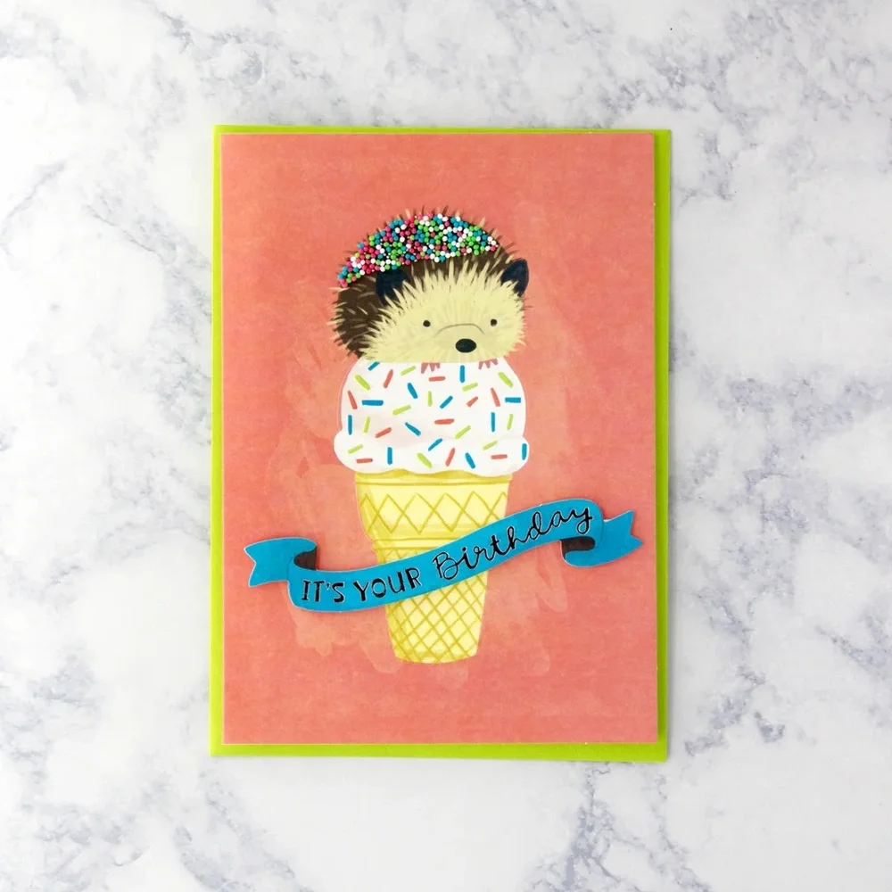 🆕Papyrus Birthday Hedgehog Greeting Card